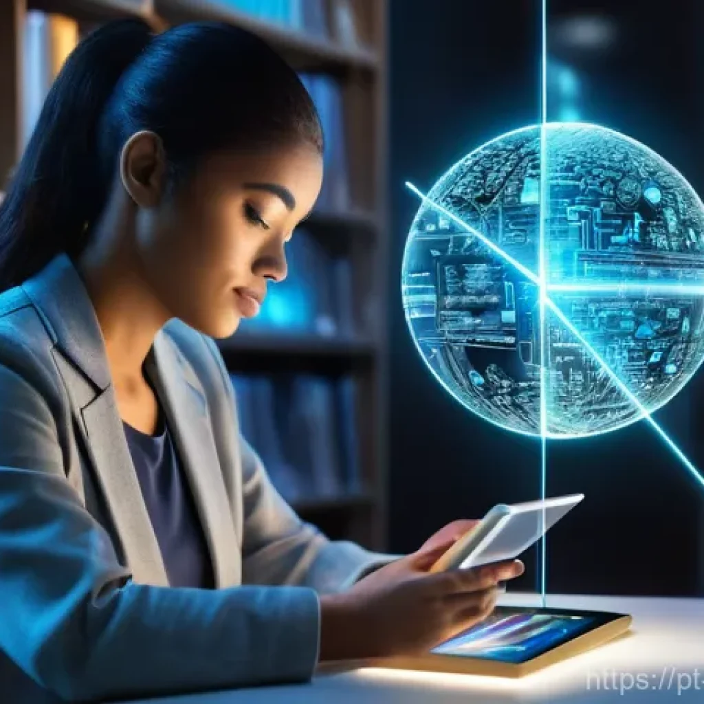 지식 구조화의 체계적인 접근 - **Prompt:** A vibrant, futuristic library scene where a young adult, dressed in comfortable yet styl...