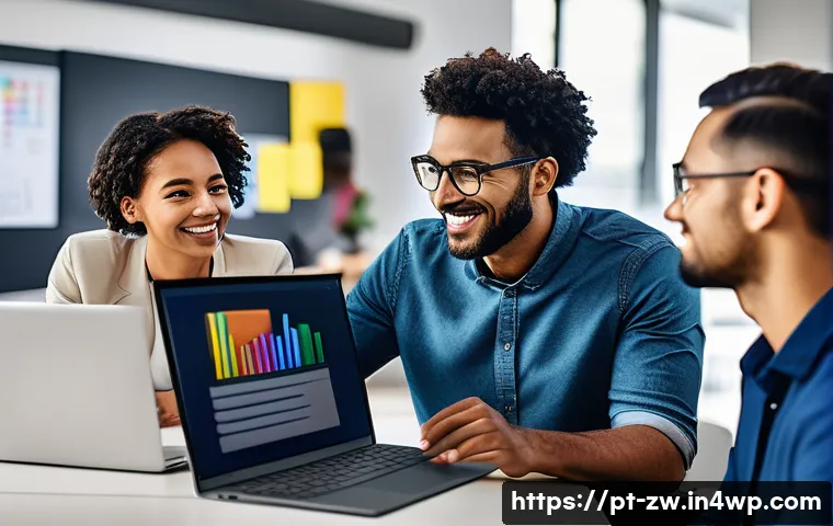 효율적인 지식 공유를 위한 시스템 설계 - A modern open office environment with diverse professional teams actively collaborating around digit...